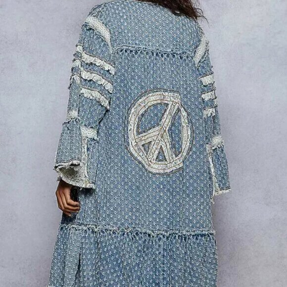 POL Wildpeace Denim Duster NEW Size Large - Picture 6 of 6